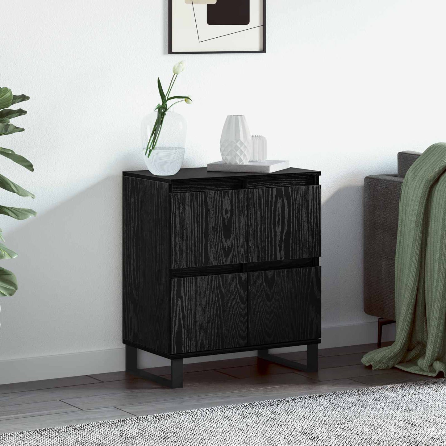 vidaXL Sideboard Black Oak 60 x 35 x 70 cm 1