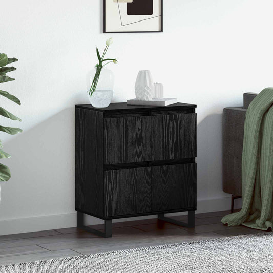 vidaXL Sideboard Black Oak a compact storage unit with four doors and black metal legs