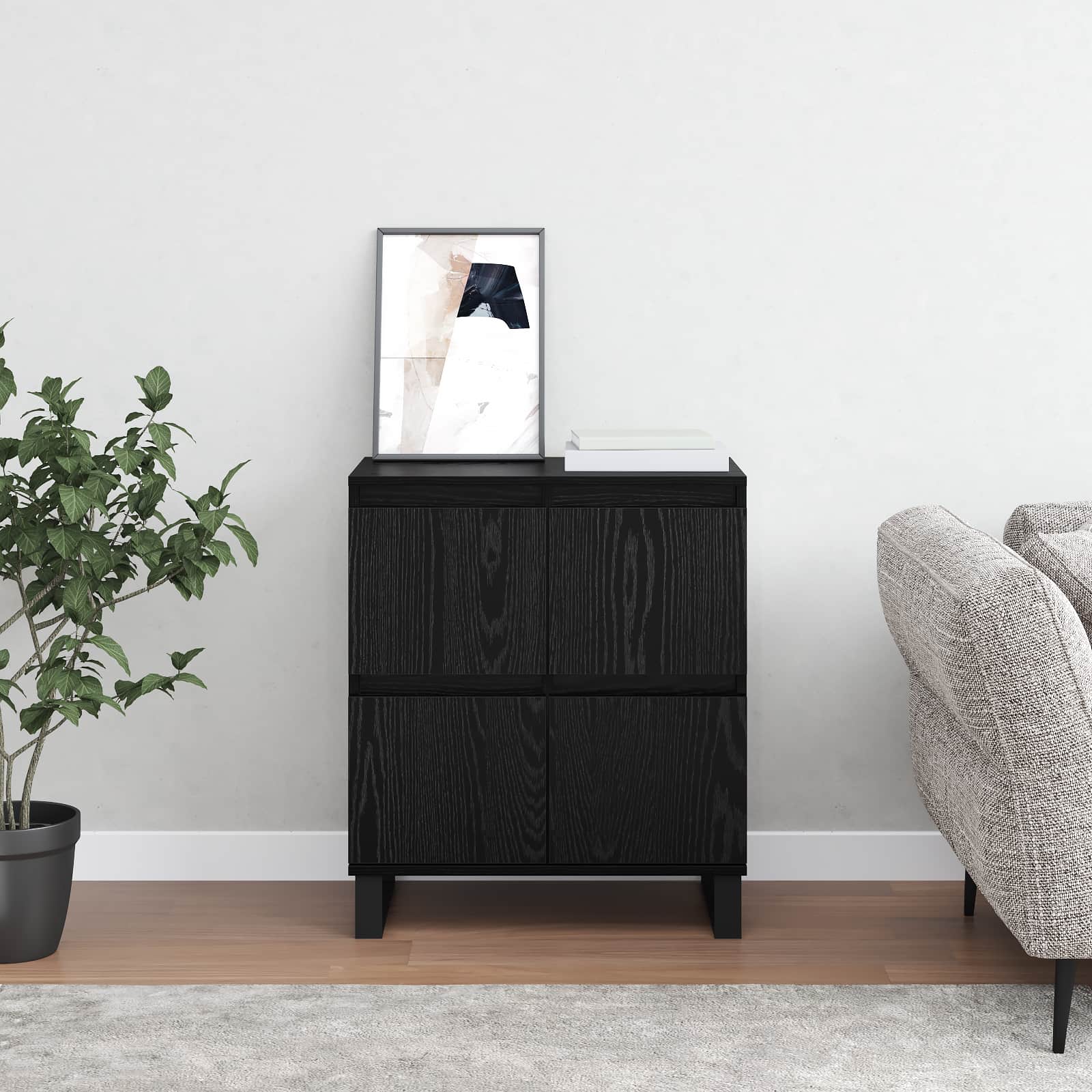 vidaXL Sideboard Black Oak 60 x 35 x 70 cm 4
