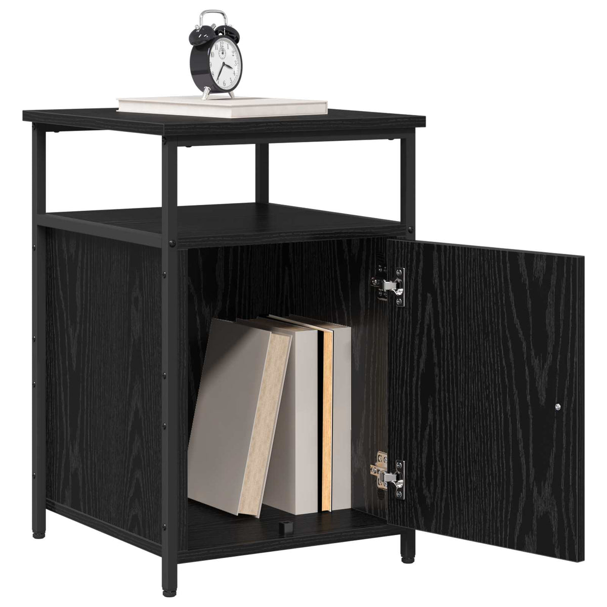 Bedside Cabinet Engineered Wood Black oak