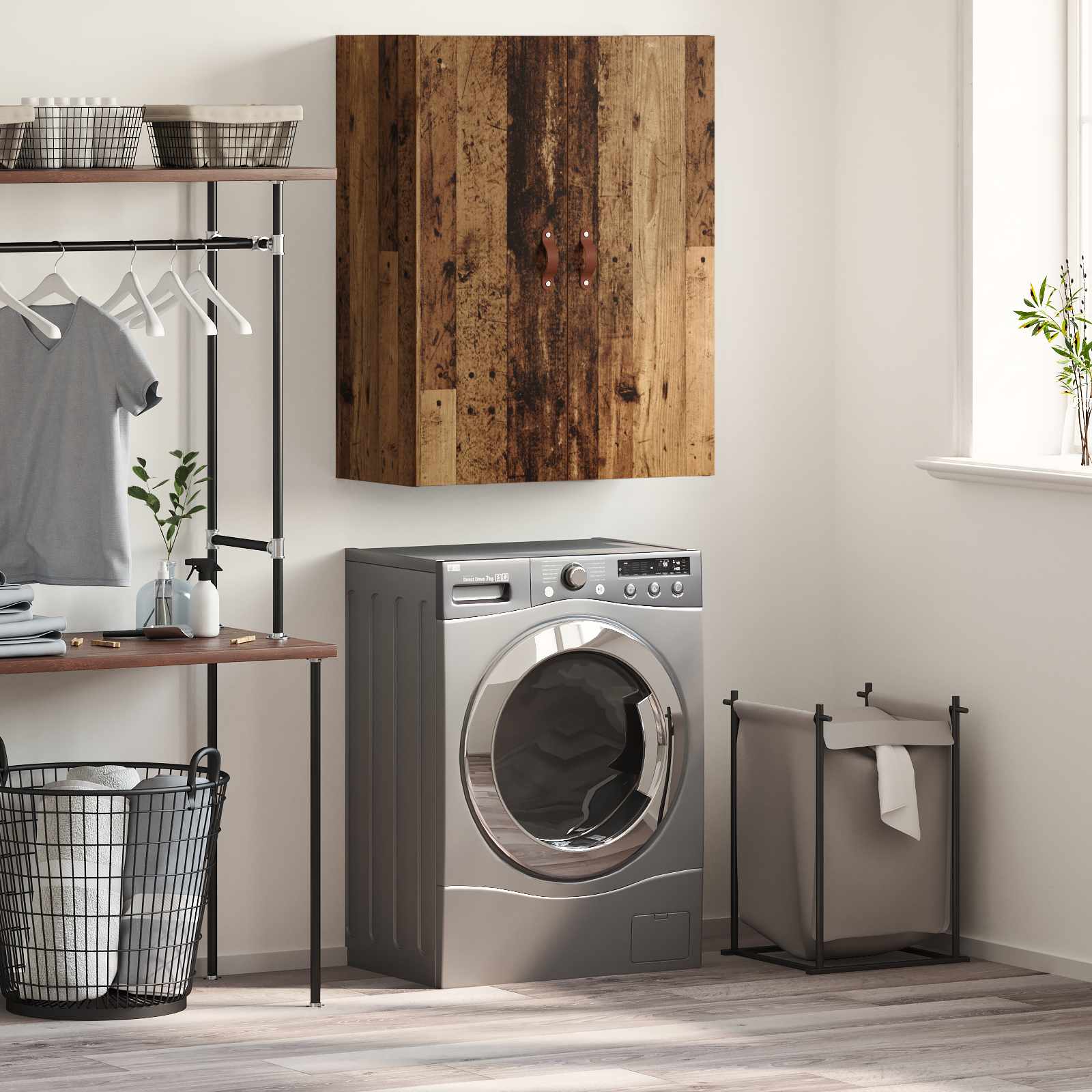 vidaXL Wall Cabinet Old Wood 69.5 x 34 x 90 cm Engineered Wood 1