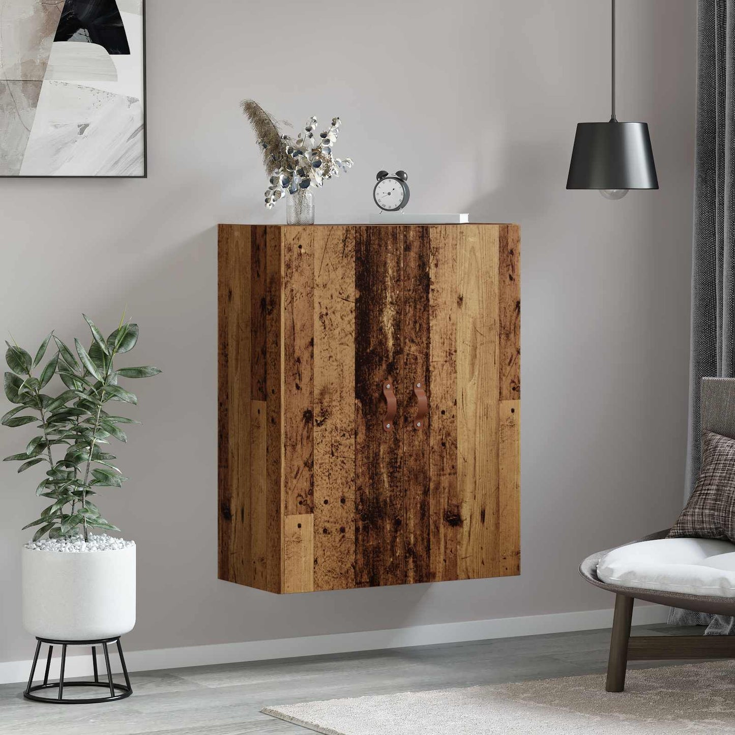 vidaXL Wall Cabinet Old Wood 69.5 x 34 x 90 cm Engineered Wood 4