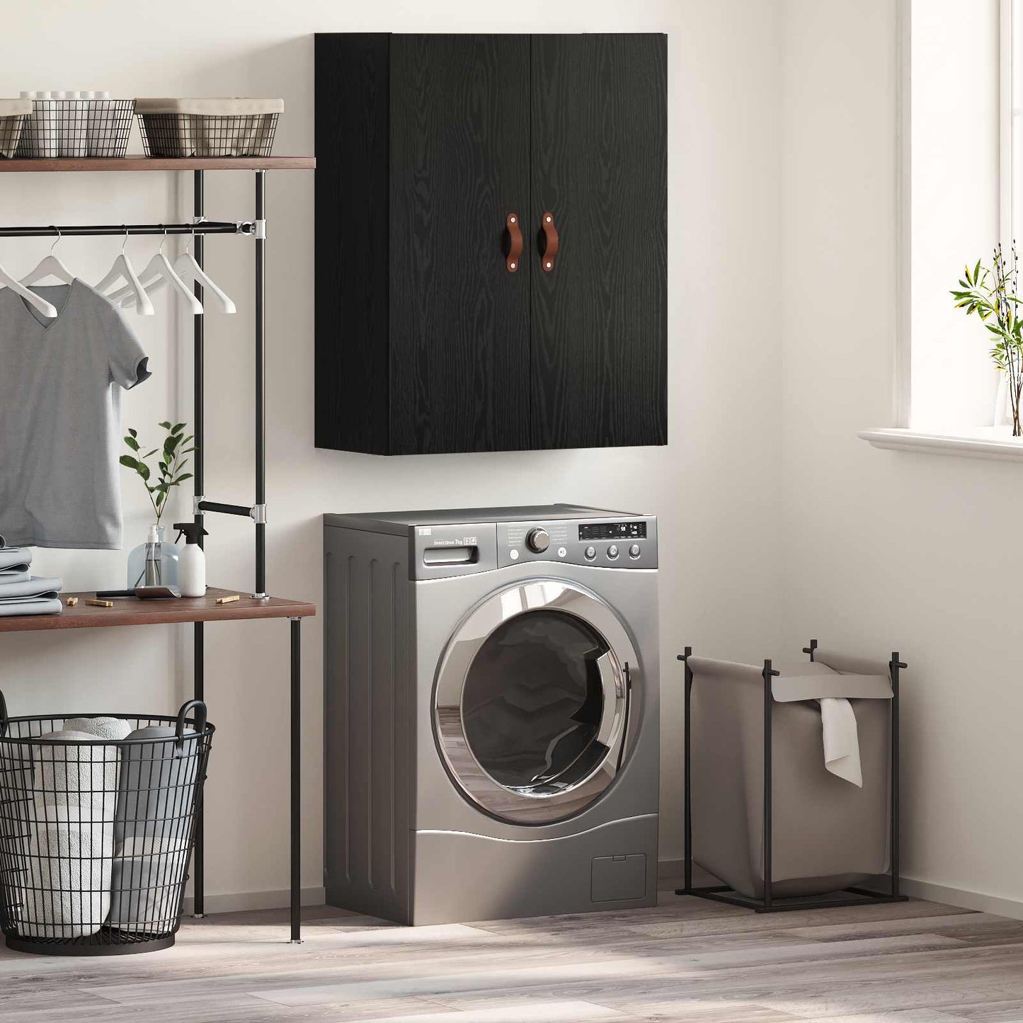 vidaXL Wall Cabinet Black Oak 69.5 x 34 x 90 cm Engineered Wood 1