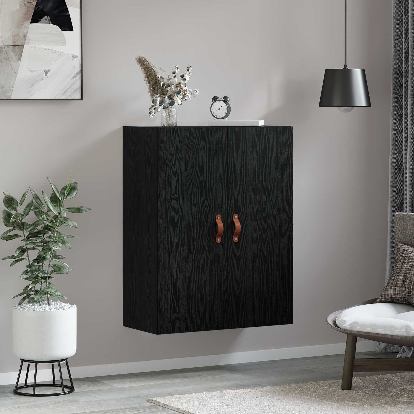 vidaXL Wall Cabinet Black Oak 69.5 x 34 x 90 cm Engineered Wood 4