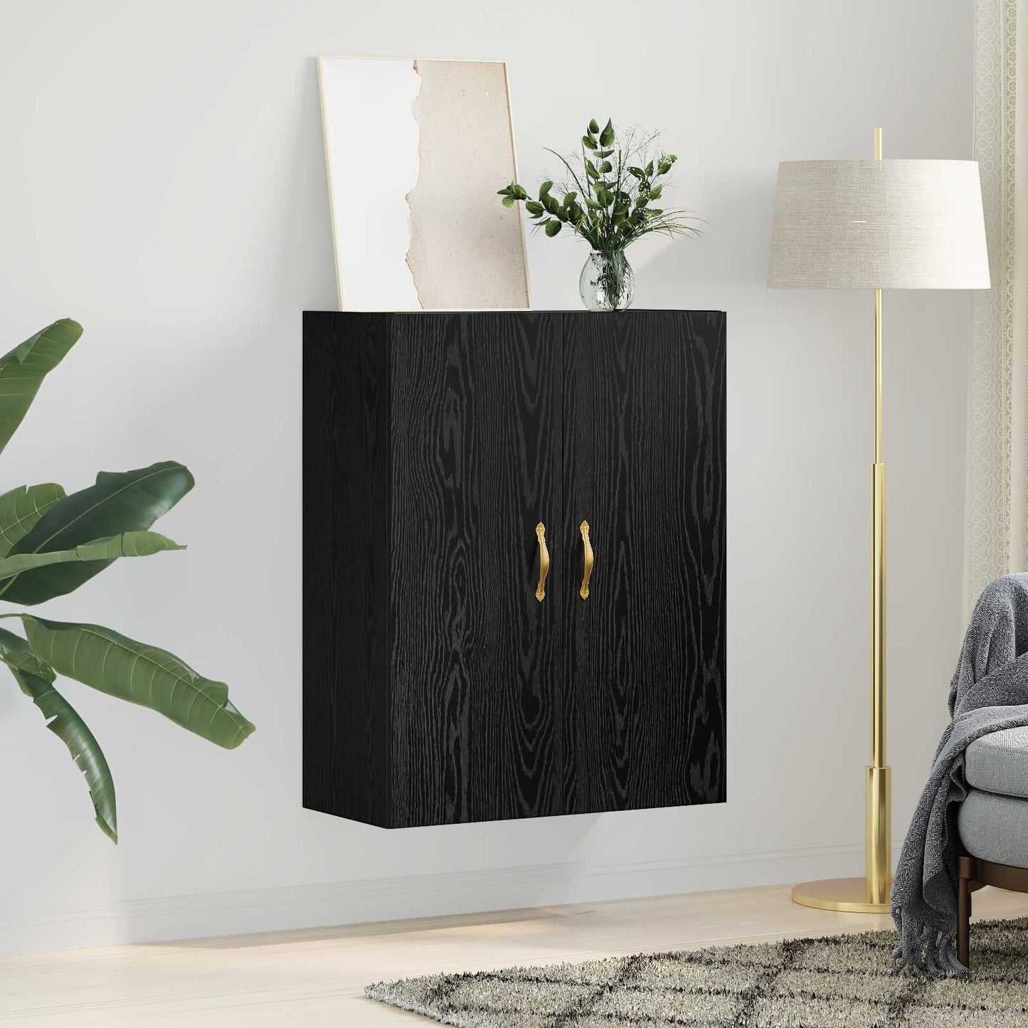 vidaXL Wall Cabinet Black Oak 69.5 x 34 x 90 cm Engineered Wood 4