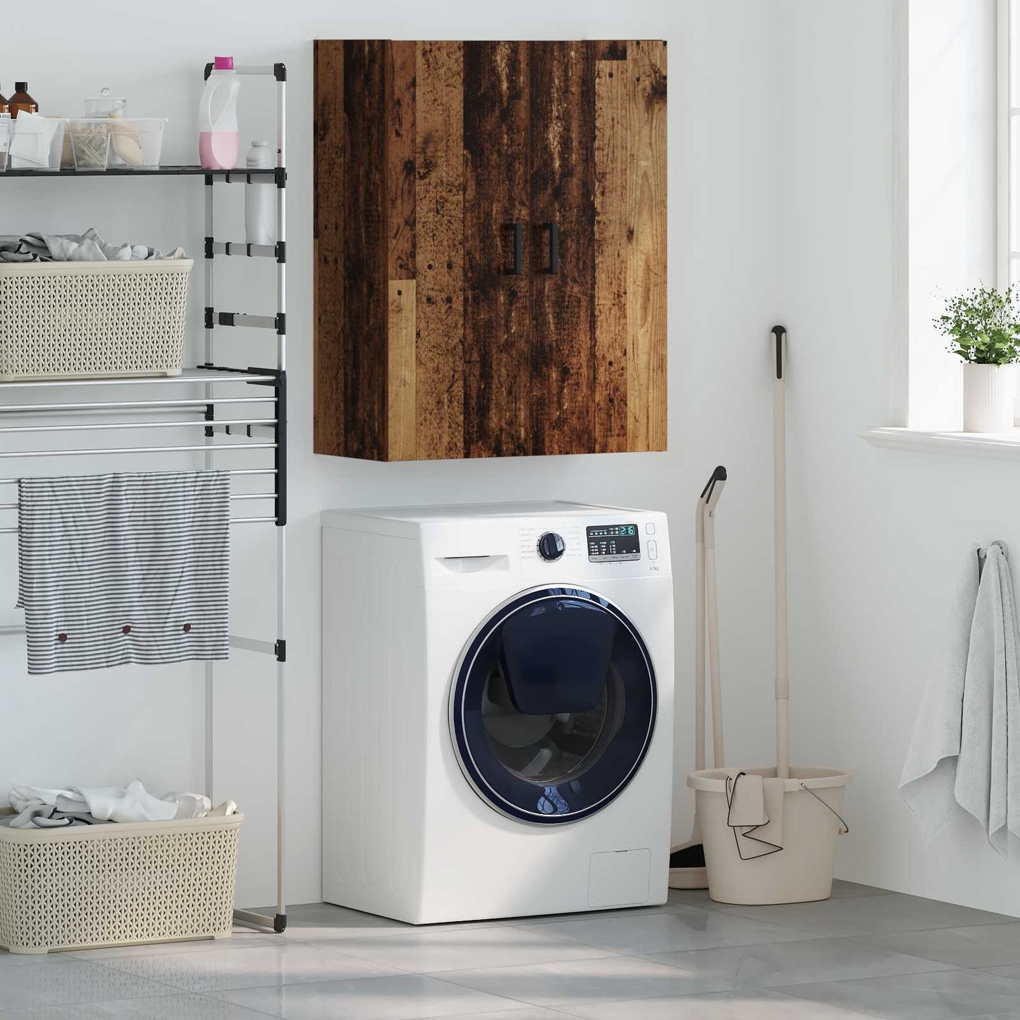 vidaXL Wall Cabinet Old Wood 69.5 x 34 x 90 cm Engineered Wood 1