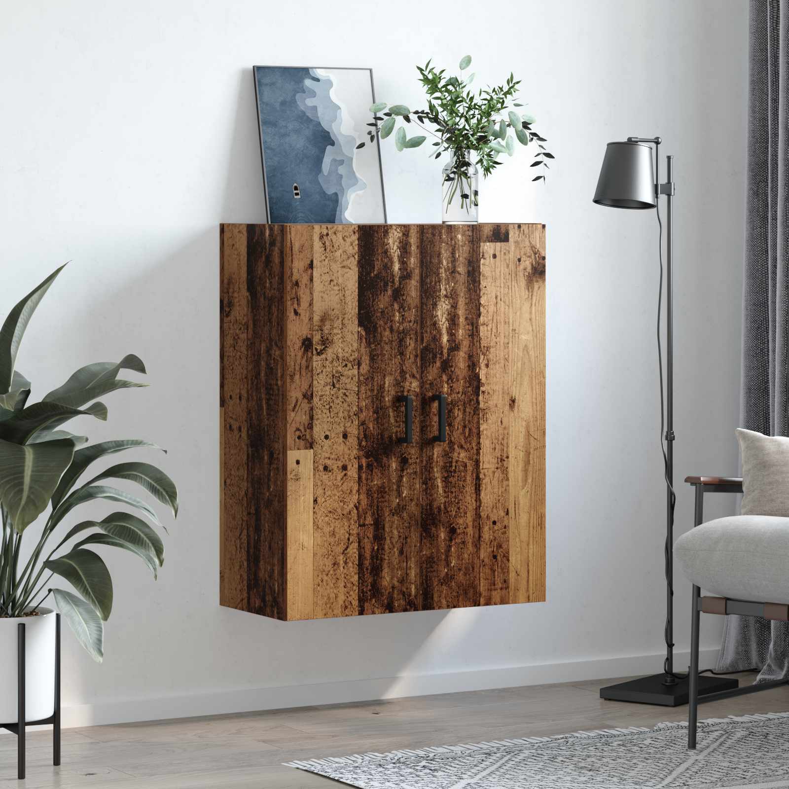 vidaXL Wall Cabinet Old Wood 69.5 x 34 x 90 cm Engineered Wood 4