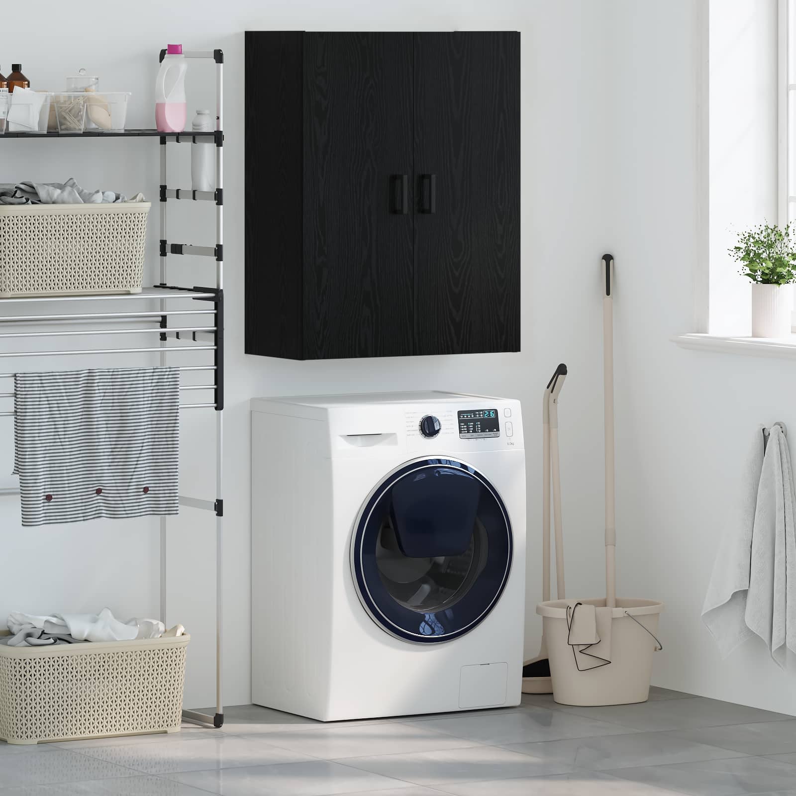 vidaXL Wall Cabinet Black Oak 69.5 x 34 x 90 cm Engineered Wood 1