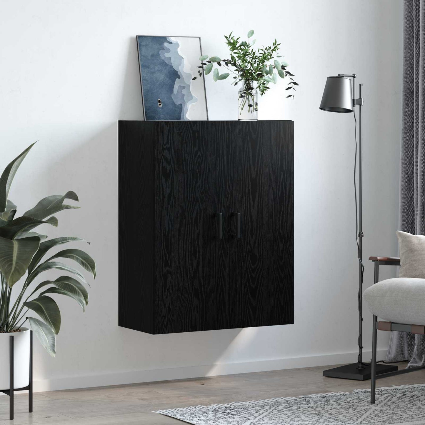 vidaXL Wall Cabinet Black Oak 69.5 x 34 x 90 cm Engineered Wood 4