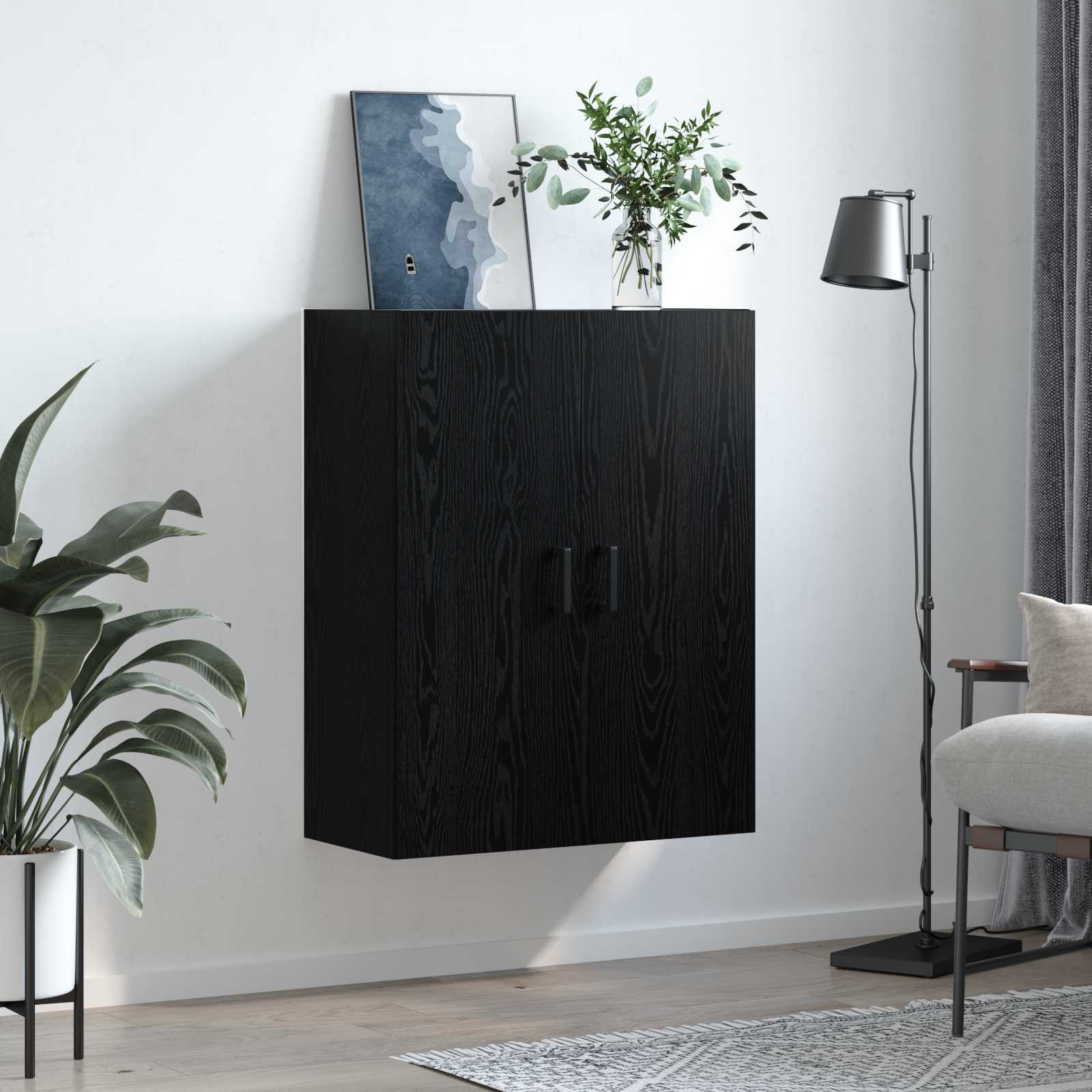 vidaXL Wall Cabinet Black Oak 69.5 x 34 x 90 cm Engineered Wood 4