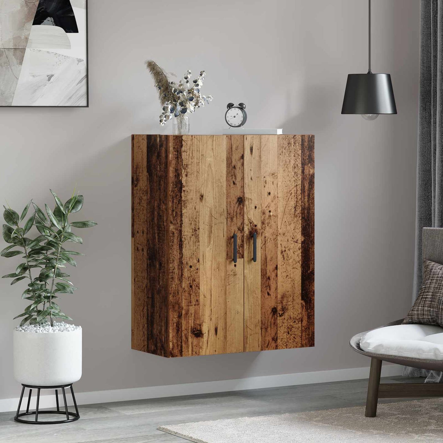 vidaXL Wall Cabinet Old Wood 69.5 x 34 x 90 cm Engineered Wood 4