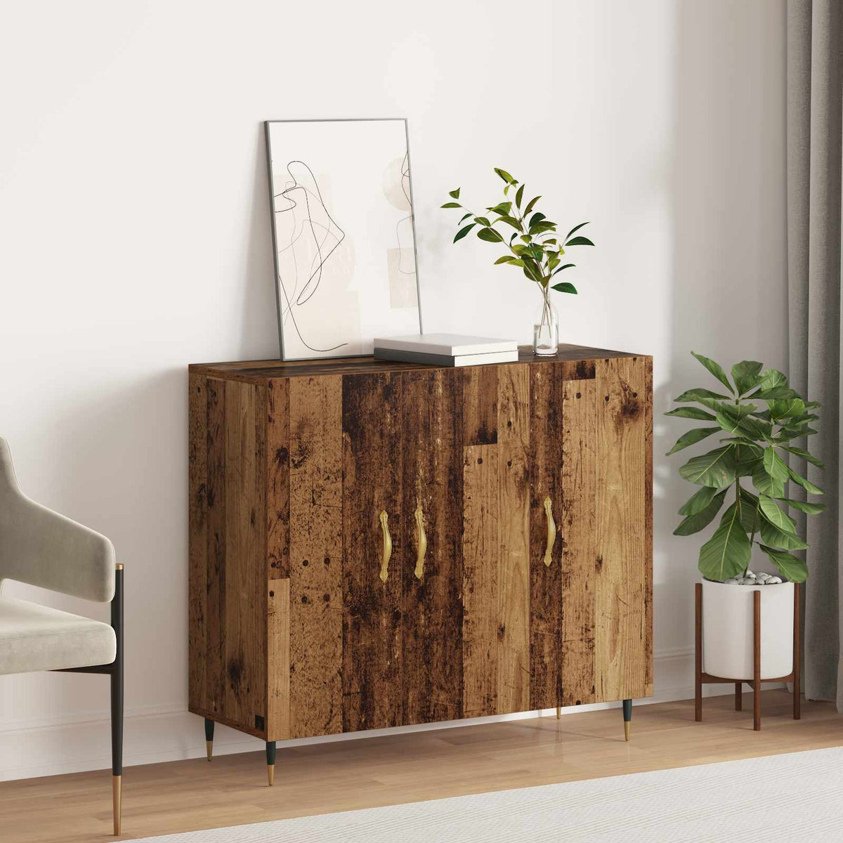 vidaXL Sideboard Old Wood 90 x 34 x 80 cm Engineered Wood 1