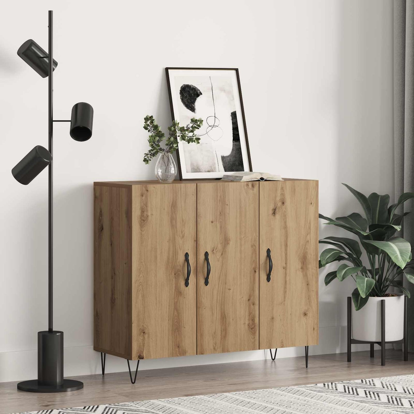 vidaXL Sideboard Artisan Oak 90 x 32.5 x 80 cm Engineered Wood 1