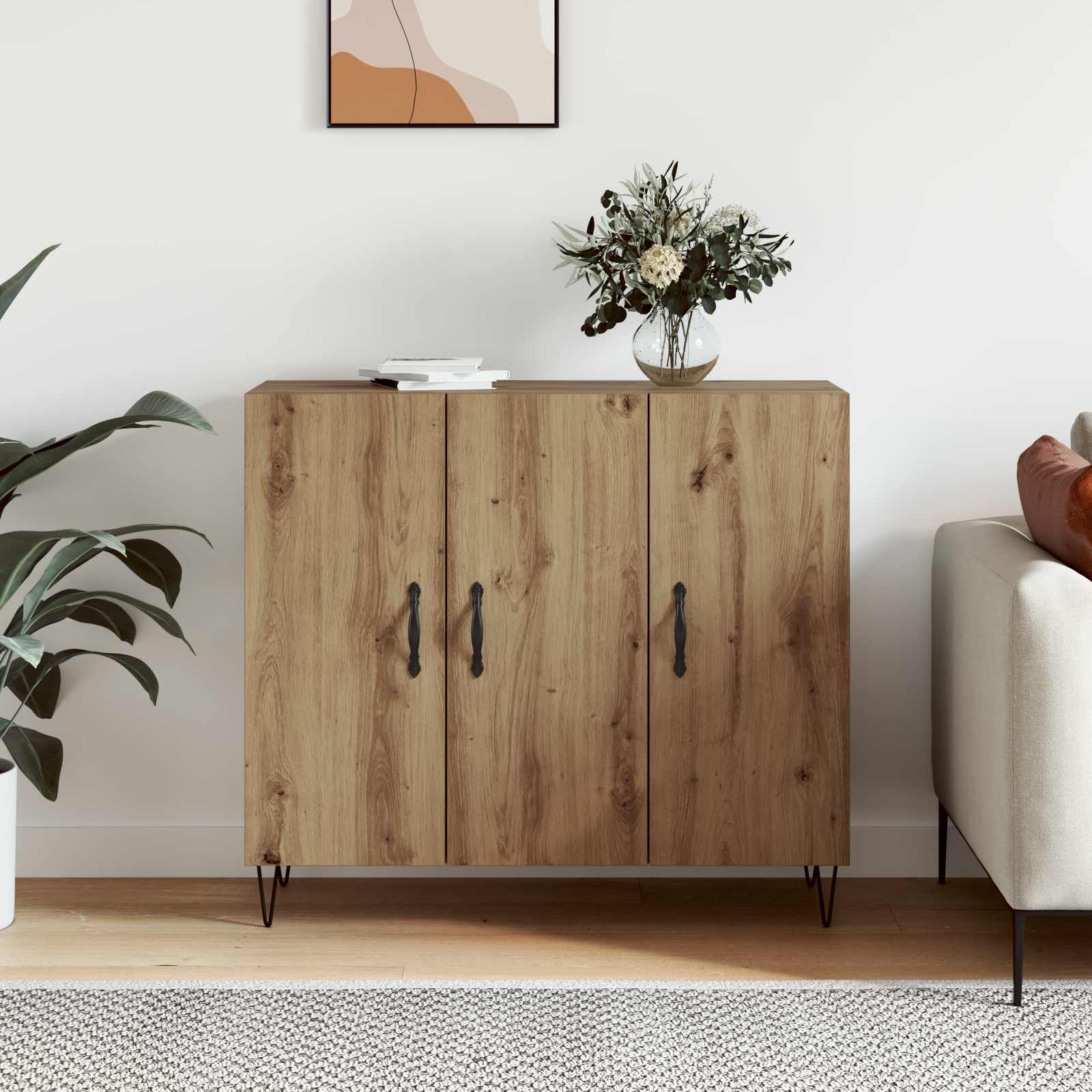 vidaXL Sideboard Artisan Oak 90 x 32.5 x 80 cm Engineered Wood 4