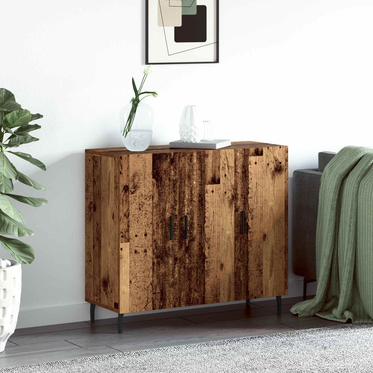vidaXL Sideboard Old Wood 90 x 34 x 80 cm Engineered Wood 1