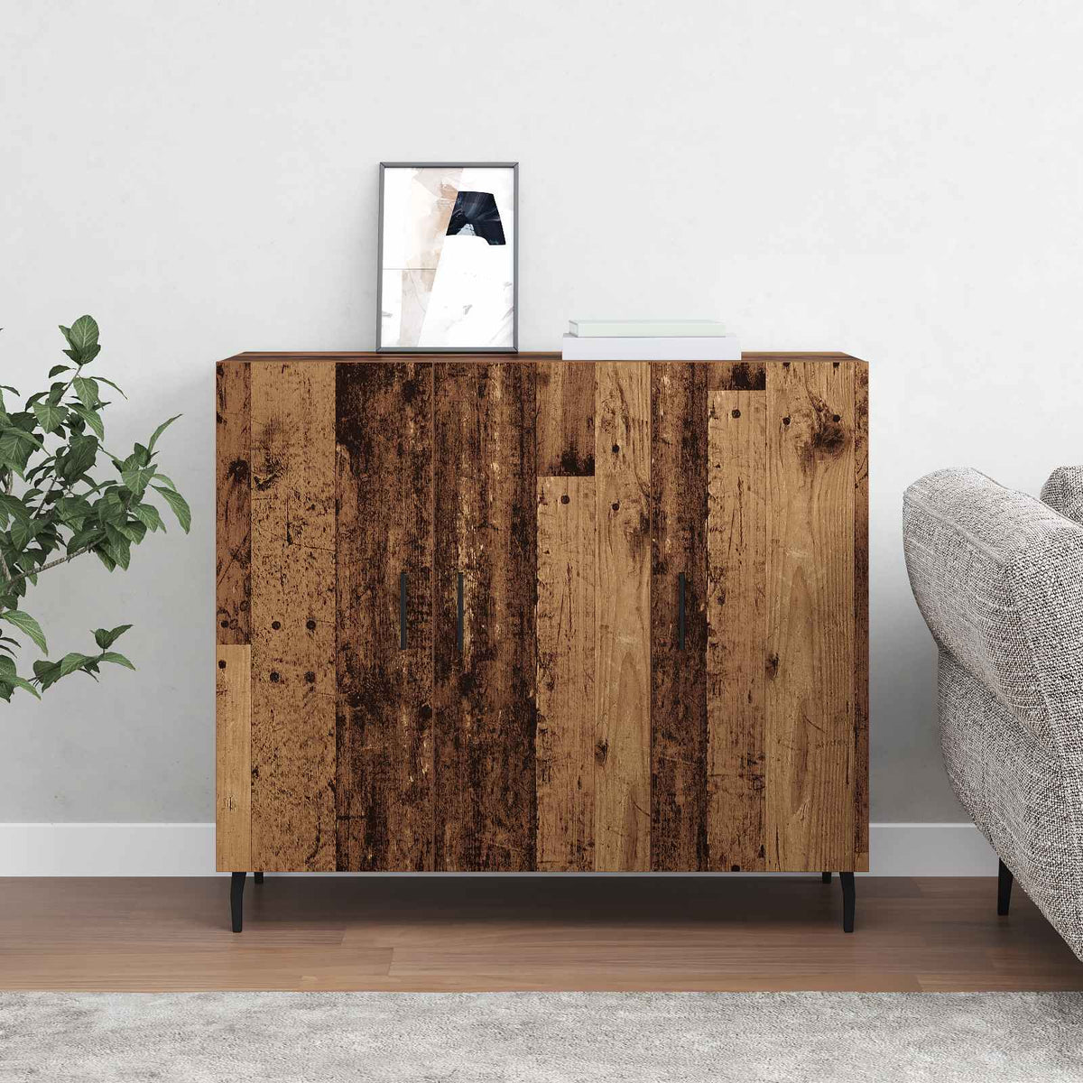 vidaXL Sideboard Old Wood 90 x 34 x 80 cm Engineered Wood 4