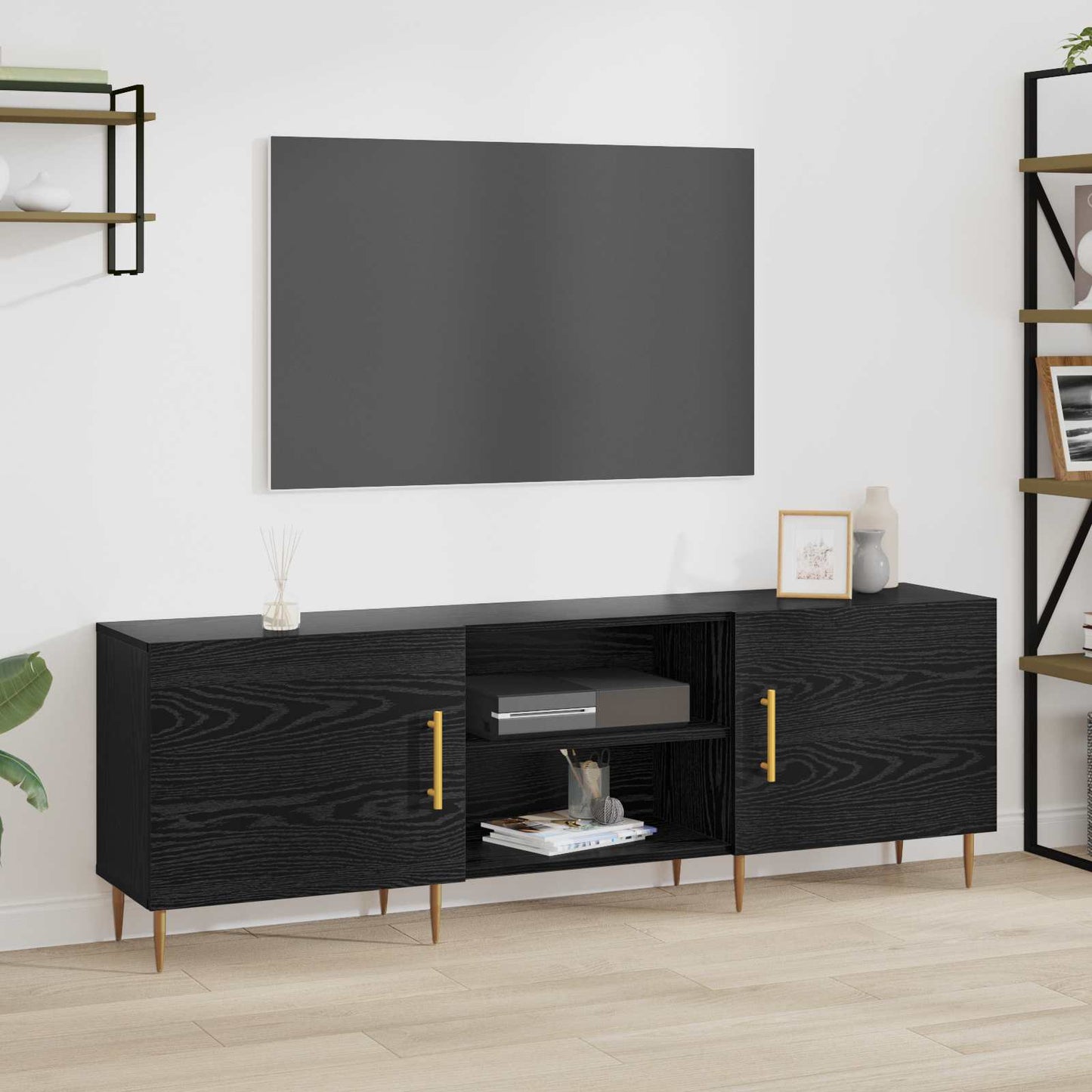 vidaXL TV Cabinet 150 x 30 x 50 cm Black oak Engineered wood 1