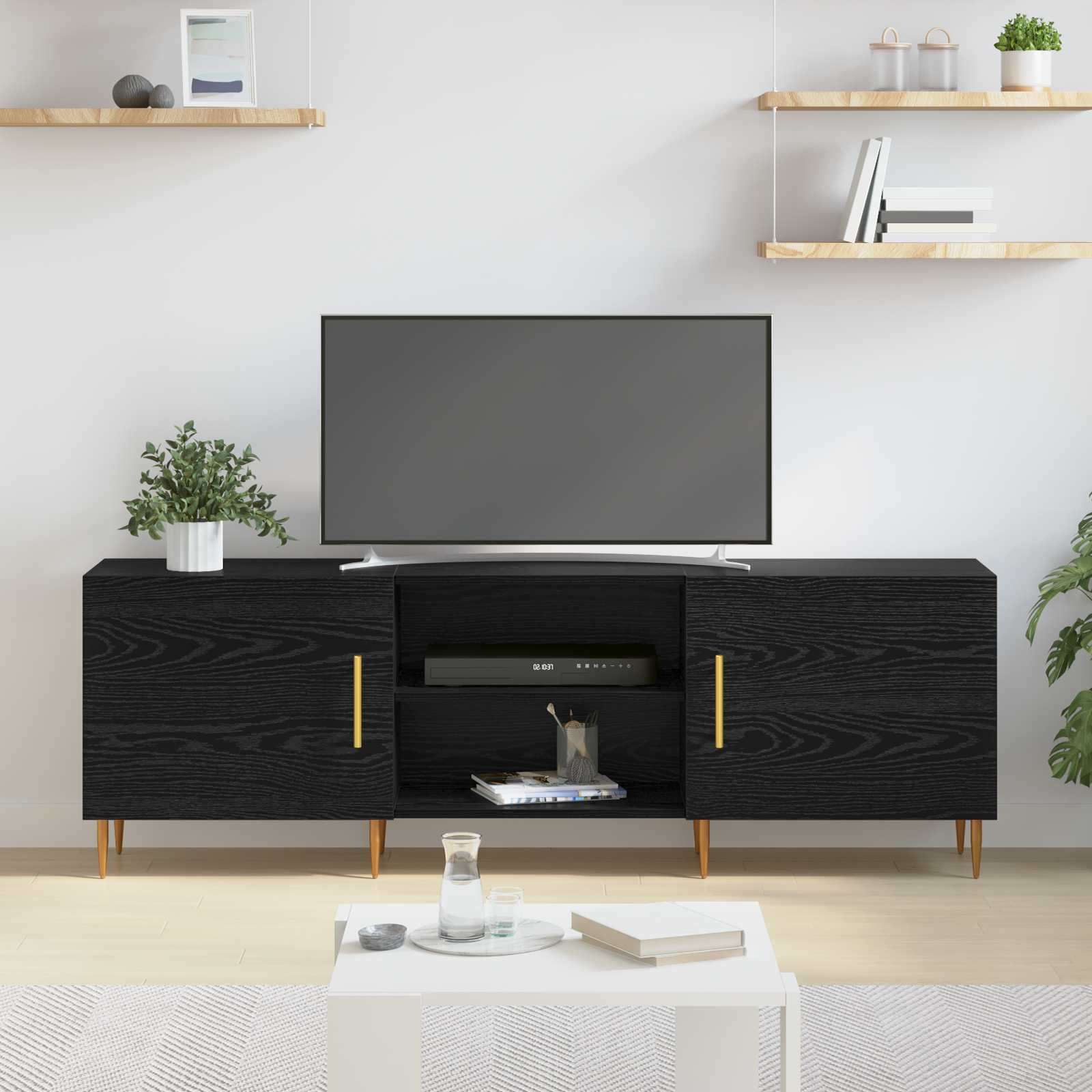 vidaXL TV Cabinet 150 x 30 x 50 cm Black oak Engineered wood 4