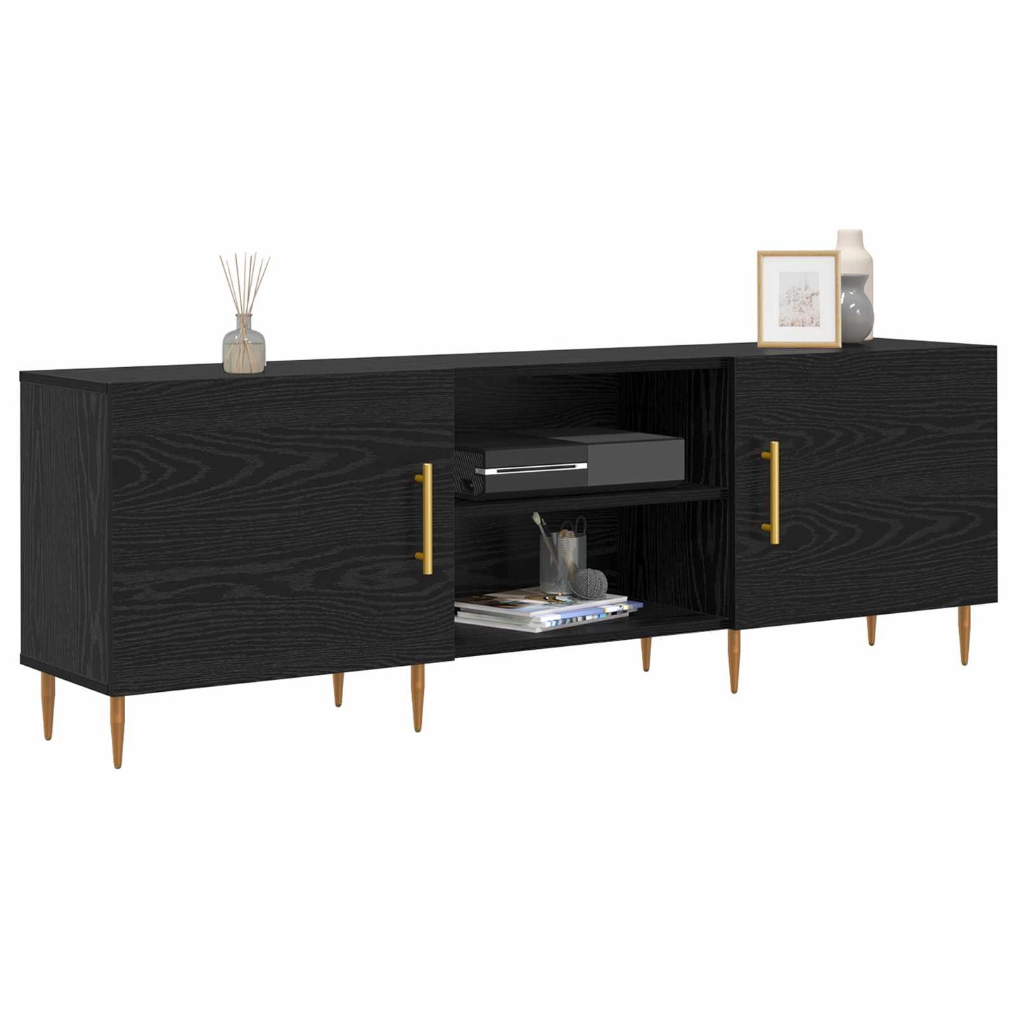 vidaXL TV Cabinet 150 x 30 x 50 cm Black oak Engineered wood 3