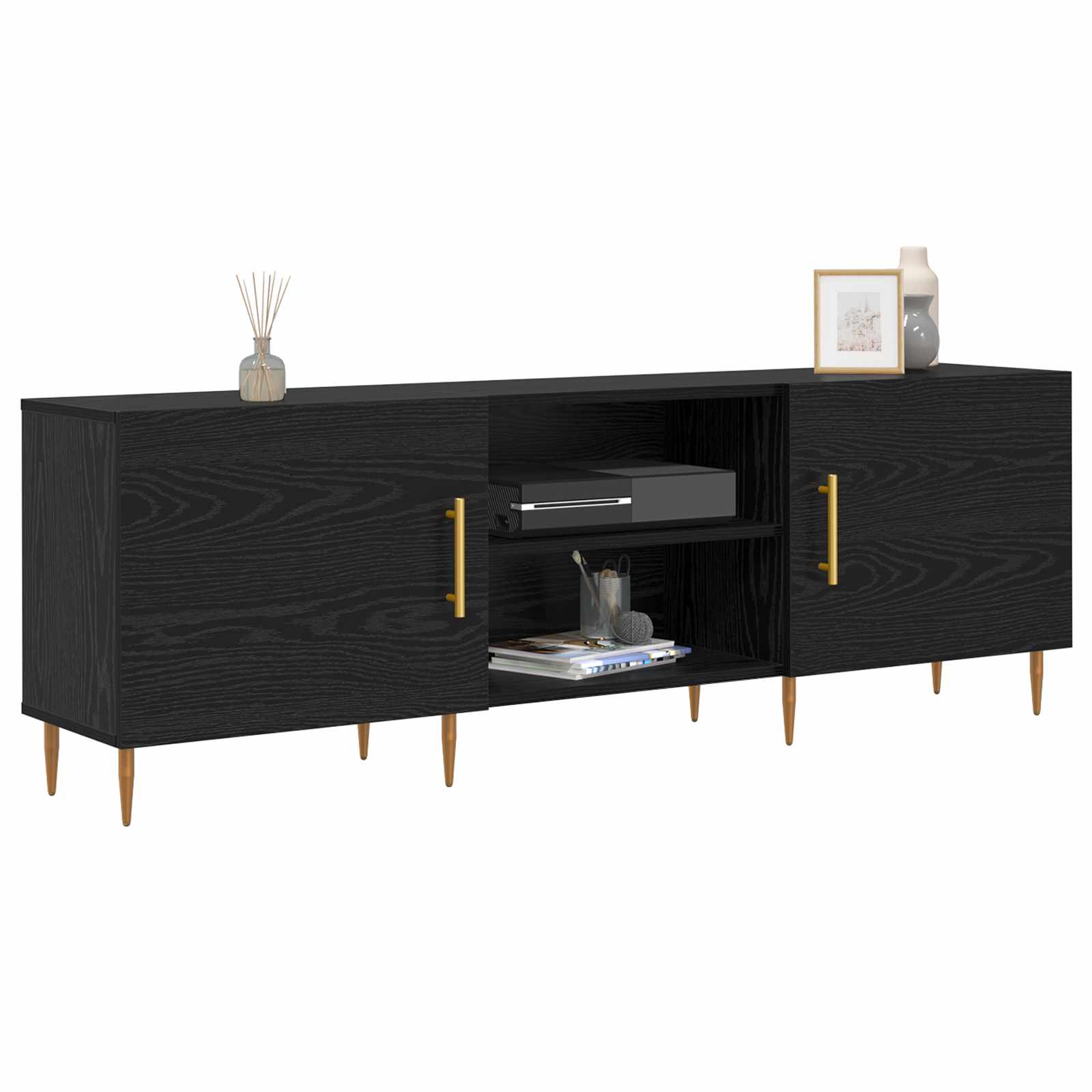 vidaXL TV Cabinet 150 x 30 x 50 cm Black oak Engineered wood 3