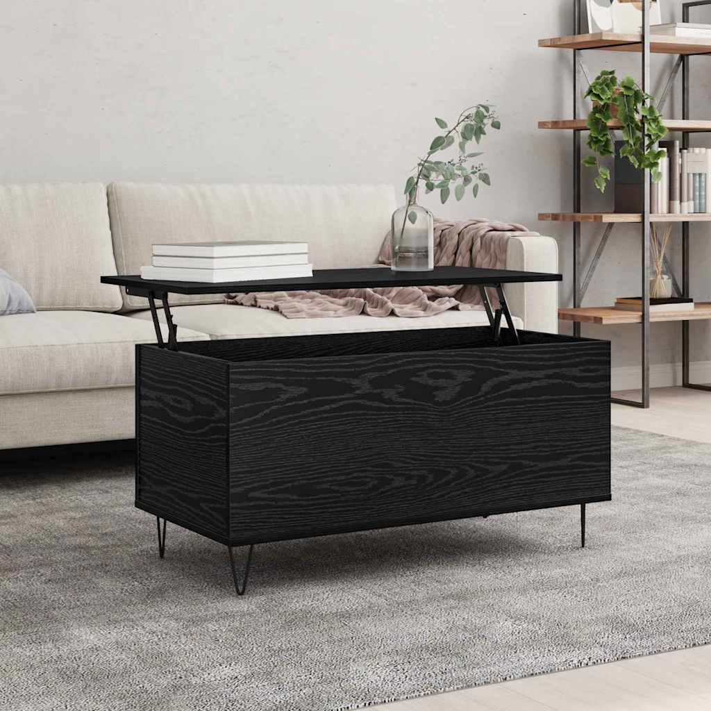 vidaXL Coffee Table Black oak 90 x 44.5 x 45 cm Engineered wood 4