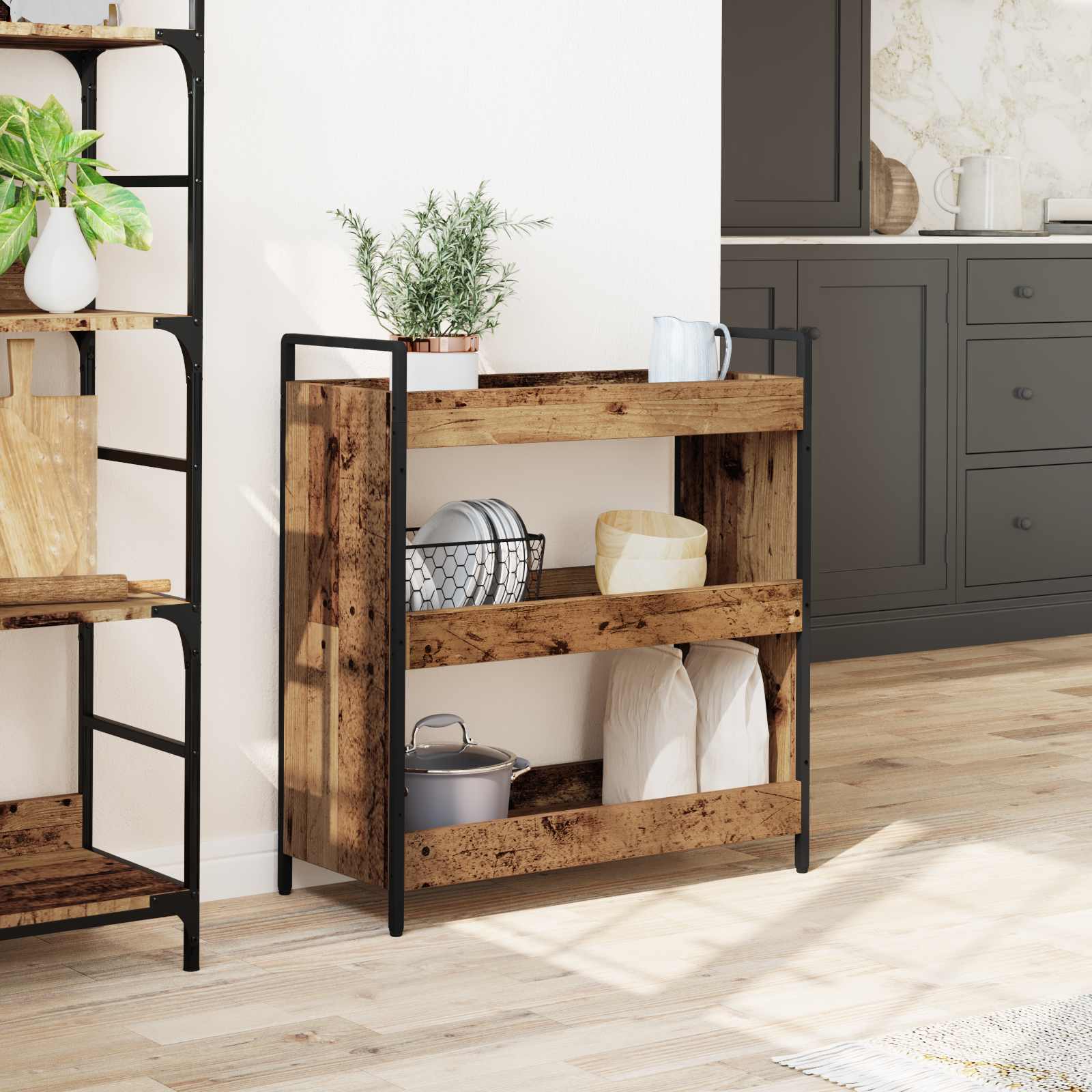vidaXL Kitchen Trolley Old Wood 70 x 30 x 82 cm Engineered Wood 4