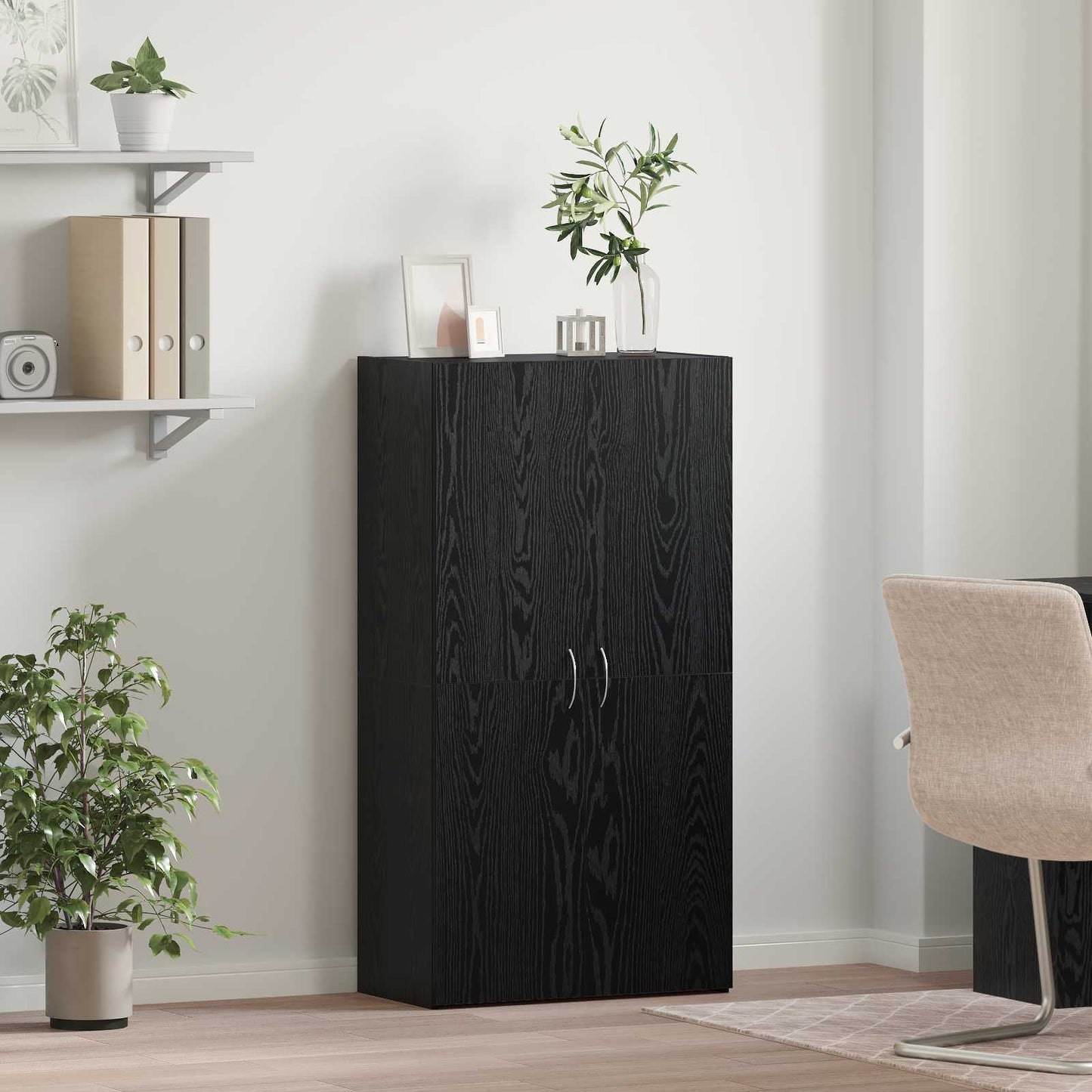 vidaXL Office Cabinet Black Oak 60 x 32 x 115 cm Engineered Wood 1