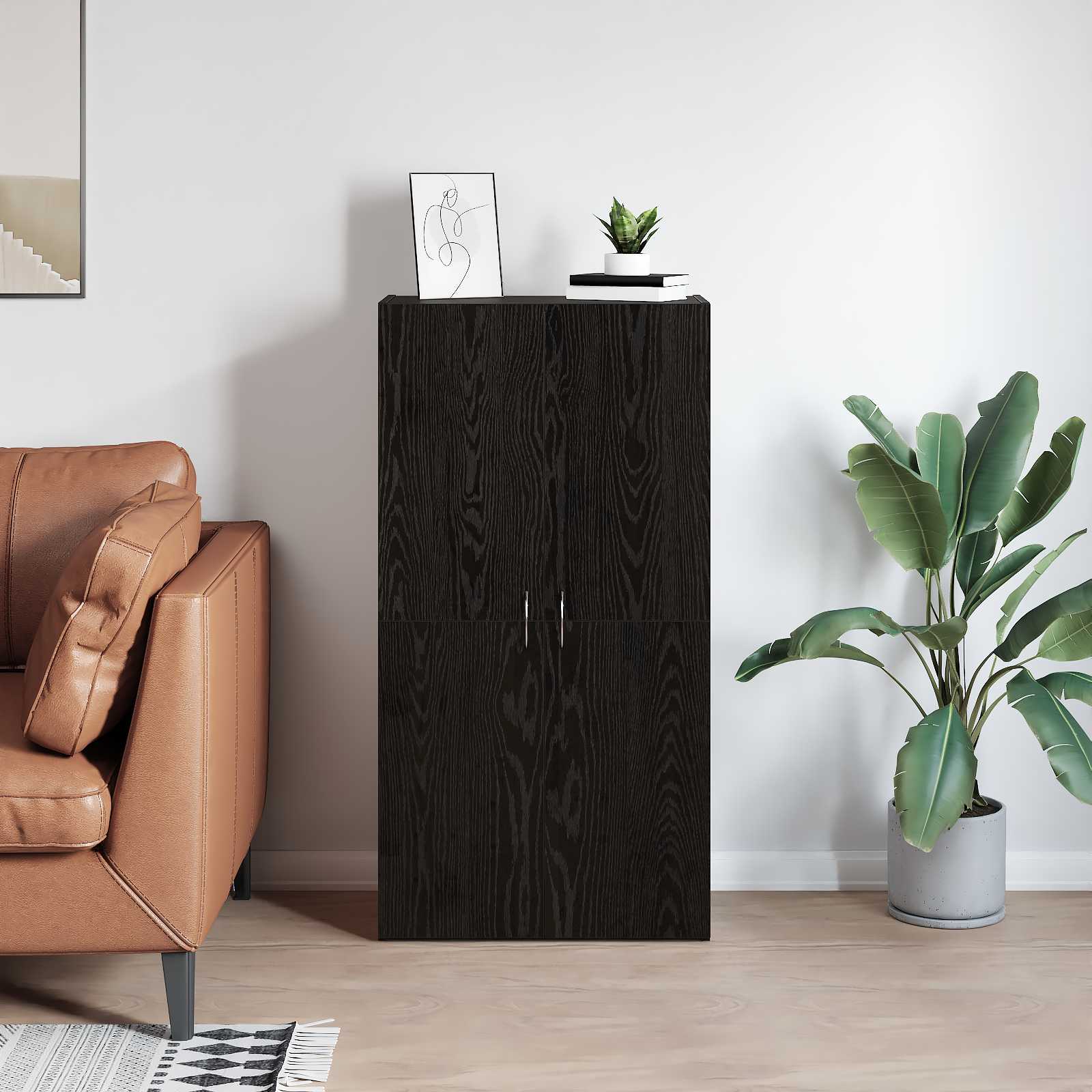 vidaXL Office Cabinet Black Oak 60 x 32 x 115 cm Engineered Wood 4