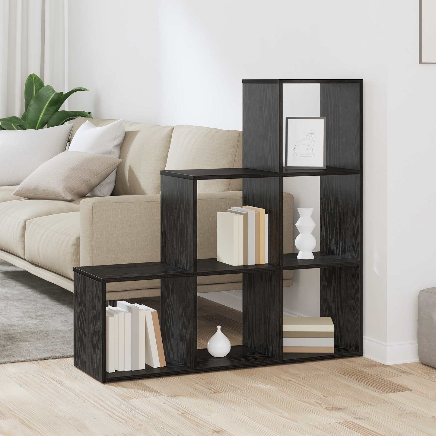 vidaXL Room Divider Bookcase 6-Tier 99 x 29 x 99 cm Engineered Wood 1