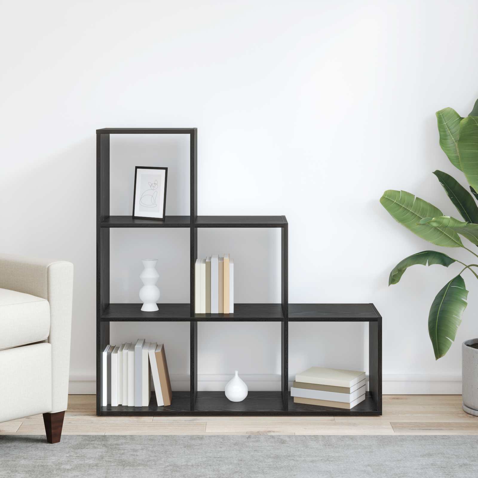 vidaXL Room Divider Bookcase 6-Tier 99 x 29 x 99 cm Engineered Wood 4