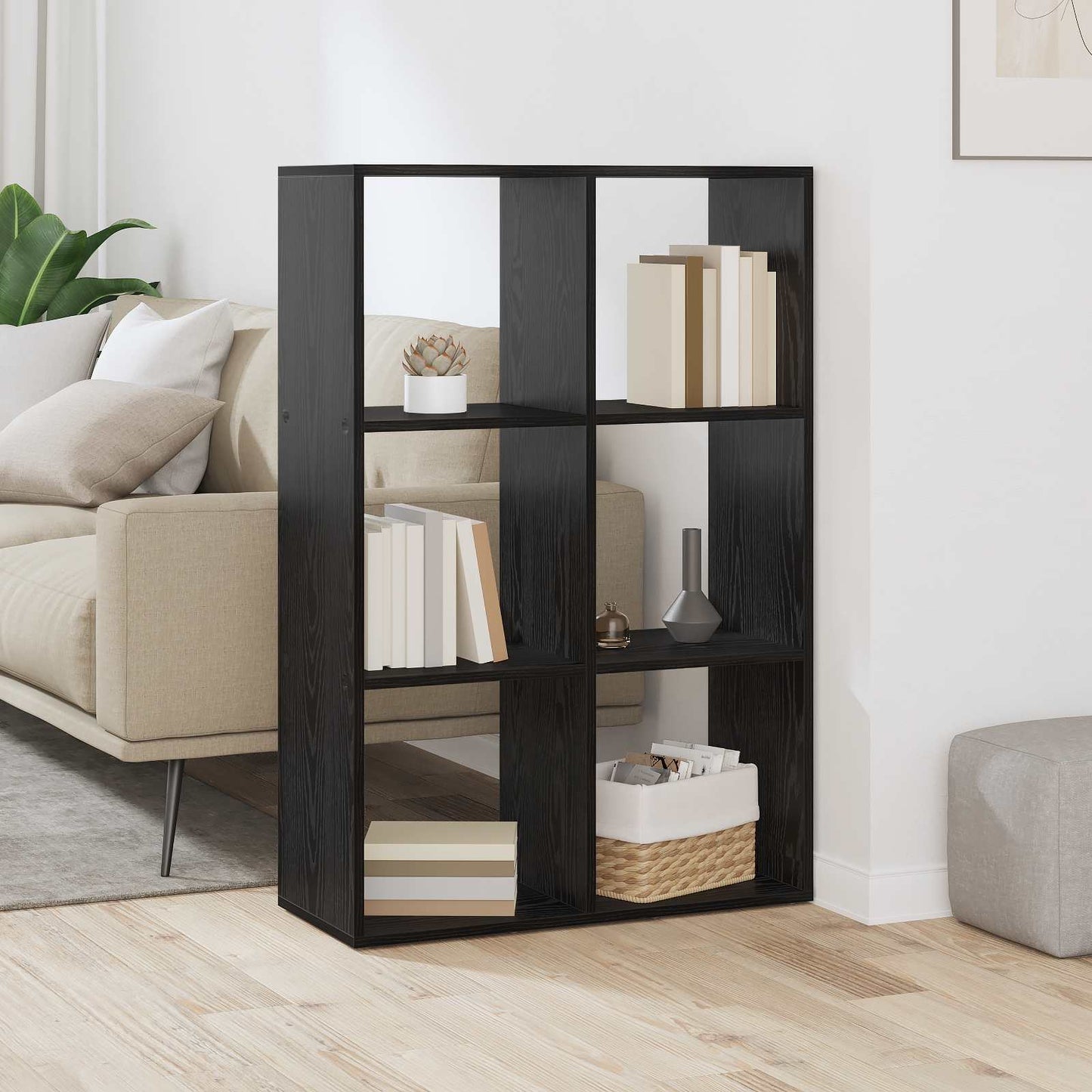 vidaXL Book Cabinet 6-Tier 69.5 x 29 x 103.5 cm Engineered Wood 1