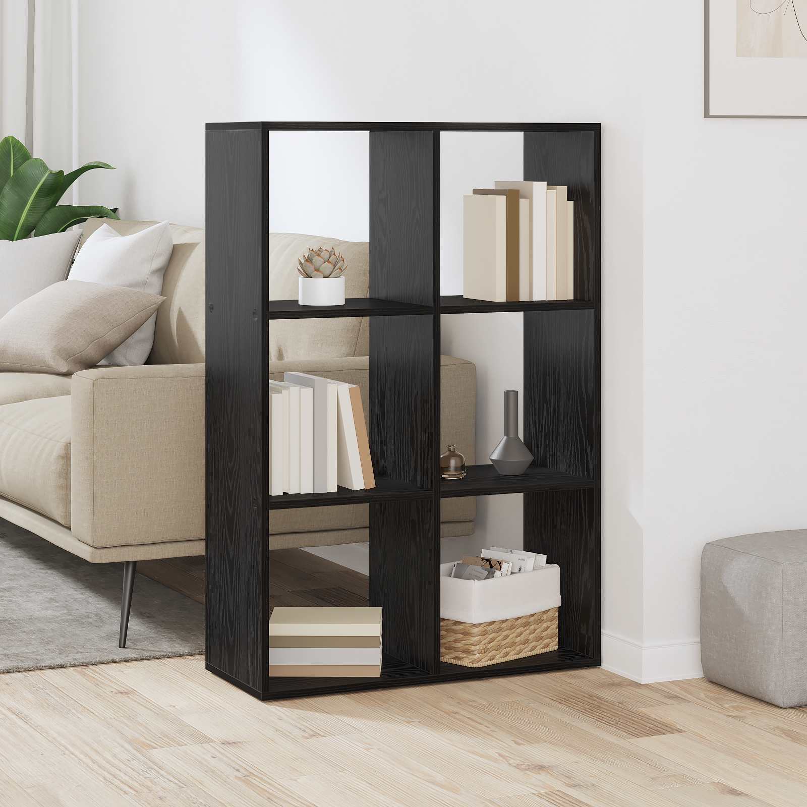 vidaXL Book Cabinet 6-Tier 69.5 x 29 x 103.5 cm Engineered Wood 1