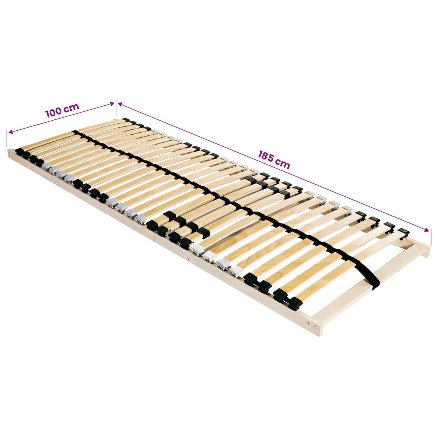 vidaXL Slatted Bed Base Brown 100 x 190 cm Solid Beech Wood 6