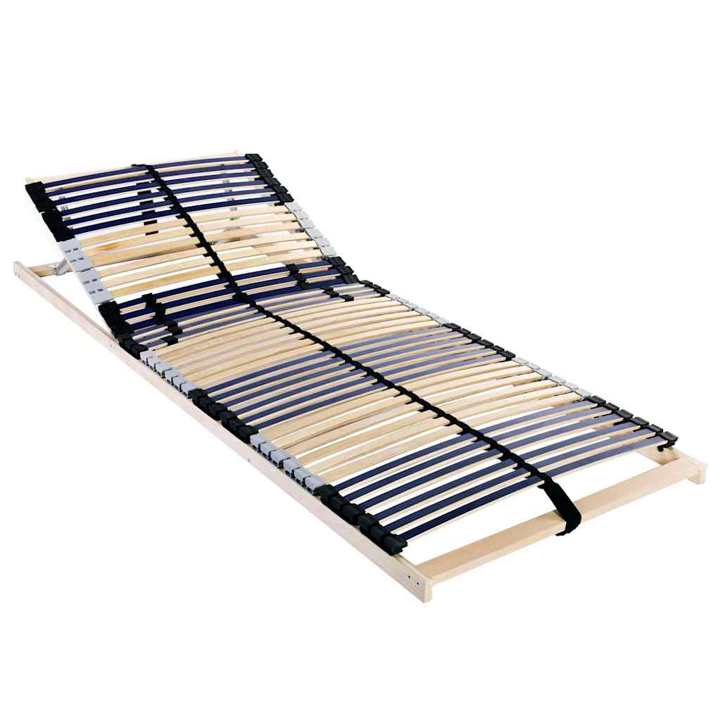 Slatted Bed Base Brown Solid Beech Wood Length Headrest adjust manual