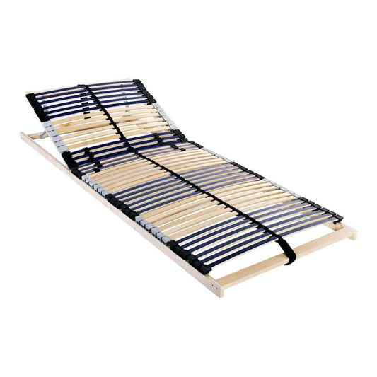 Slatted Bed Base Brown Solid Beech Wood Length Headrest adjust manual