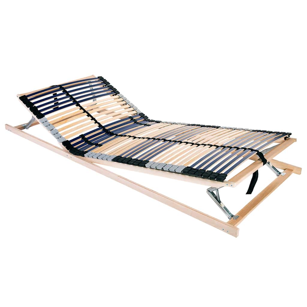 Slatted Bed Base Brown Solid Beech Wood Length Headrest footrest manual