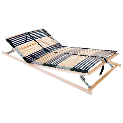 Slatted Bed Base Brown Solid Beech Wood Length 190 cm 140 cm Headrest &footrest (manual)
