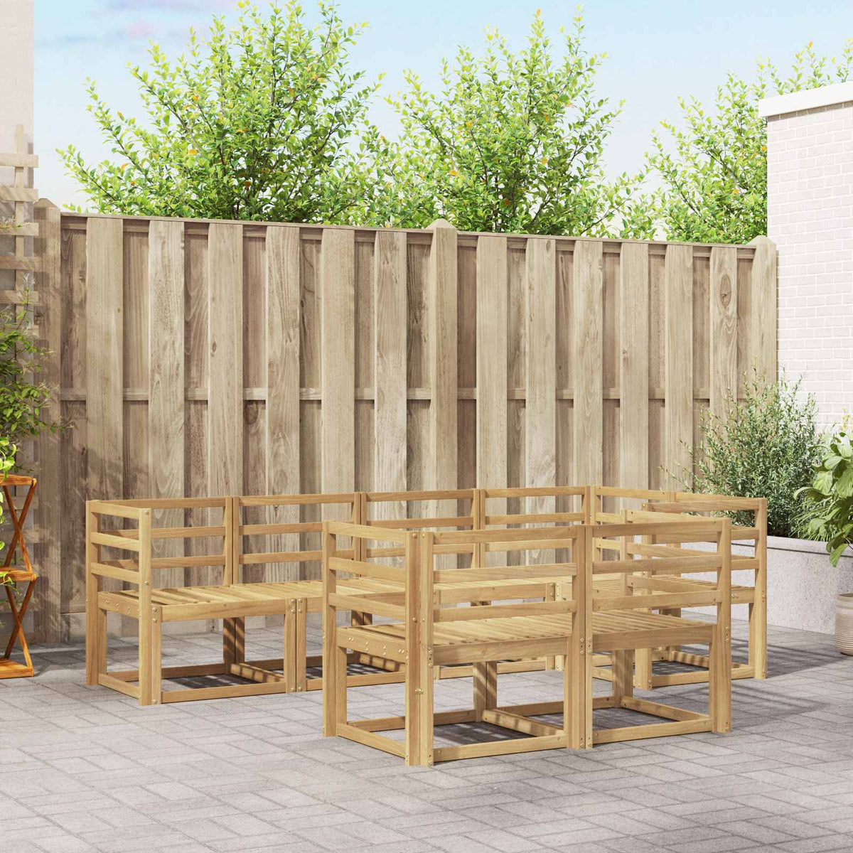 Outdoor Sofa Set 7 pcs 7-Seaters White Solid Acacia Wood Horizontal slats