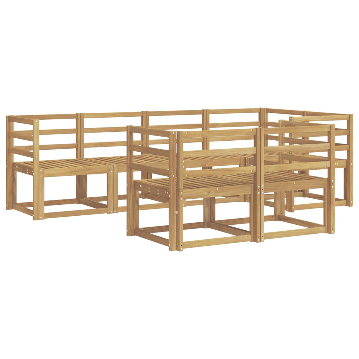 Outdoor Sofa Set 7 pcs 7-Seaters White Solid Acacia Wood Horizontal slats