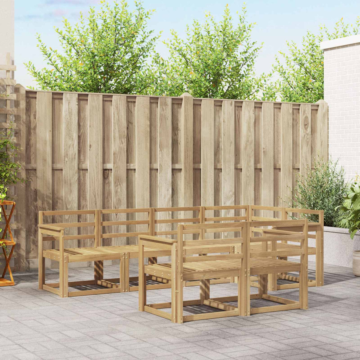 Outdoor Sofa Set 7 pcs 7-Seaters White Solid Acacia Wood Open frame