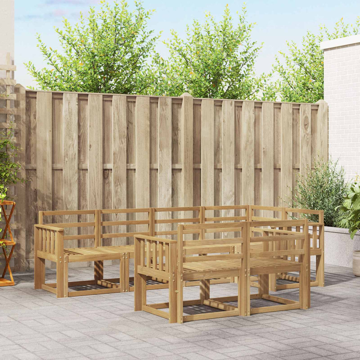 Outdoor Sofa Set 7 pcs 7-Seaters White Solid Acacia Wood Vertical slats