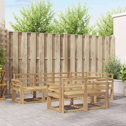 Outdoor Sofa Set 7 pcs 7-Seaters White Solid Acacia Wood Curved