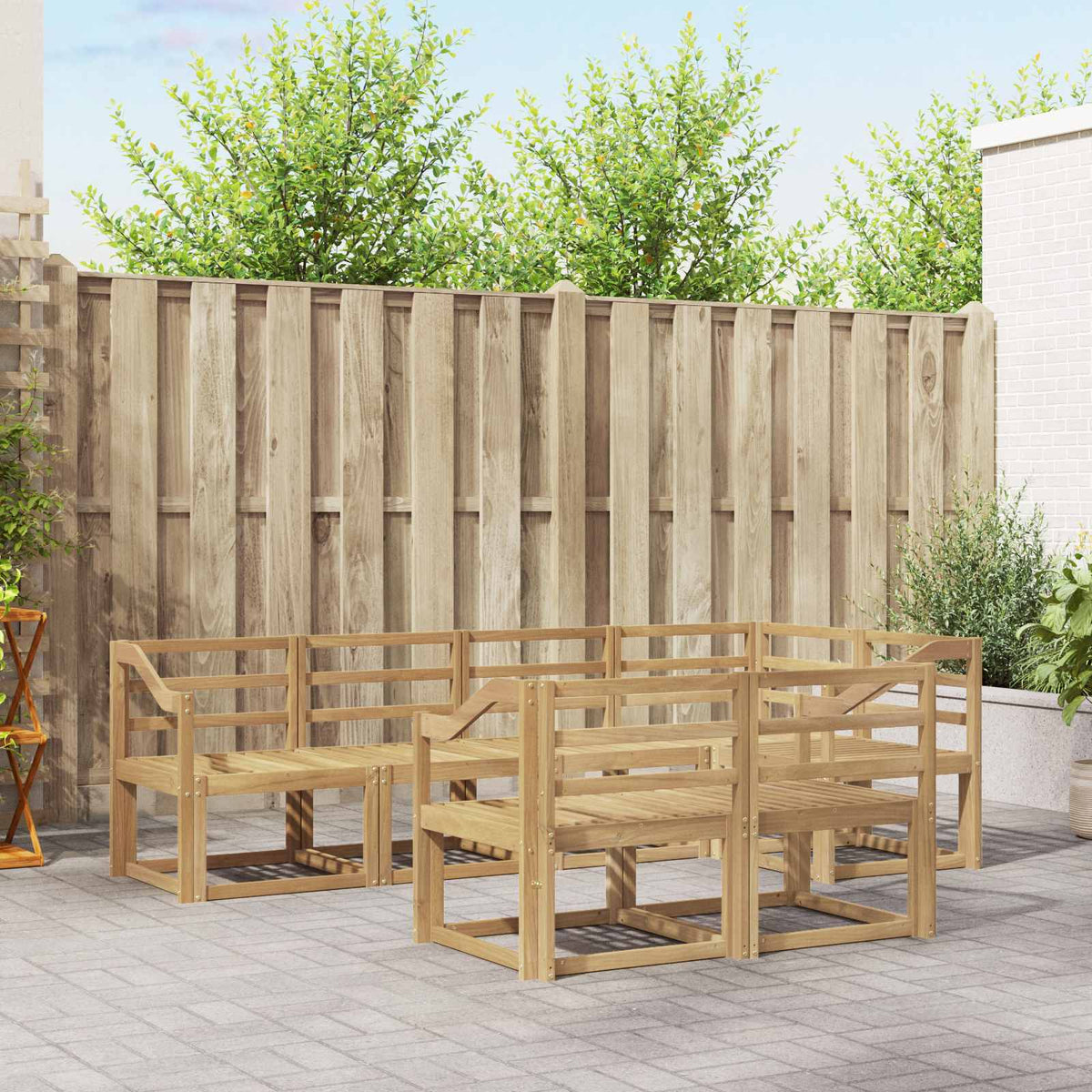 Outdoor Sofa Set 7 pcs 7-Seaters White Solid Acacia Wood Sloped