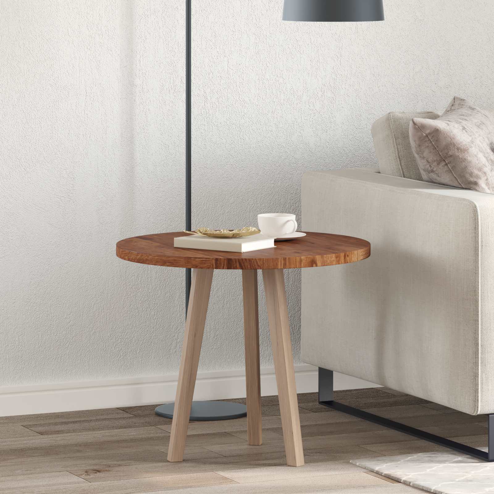 vidaXL Table Top Ø 60 x 2.5 cm Round Solid Oak Wood Light Brown 1