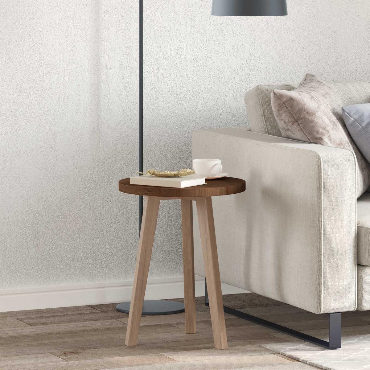 vidaXL Table Top Round Solid Oak Wood Dark Brown