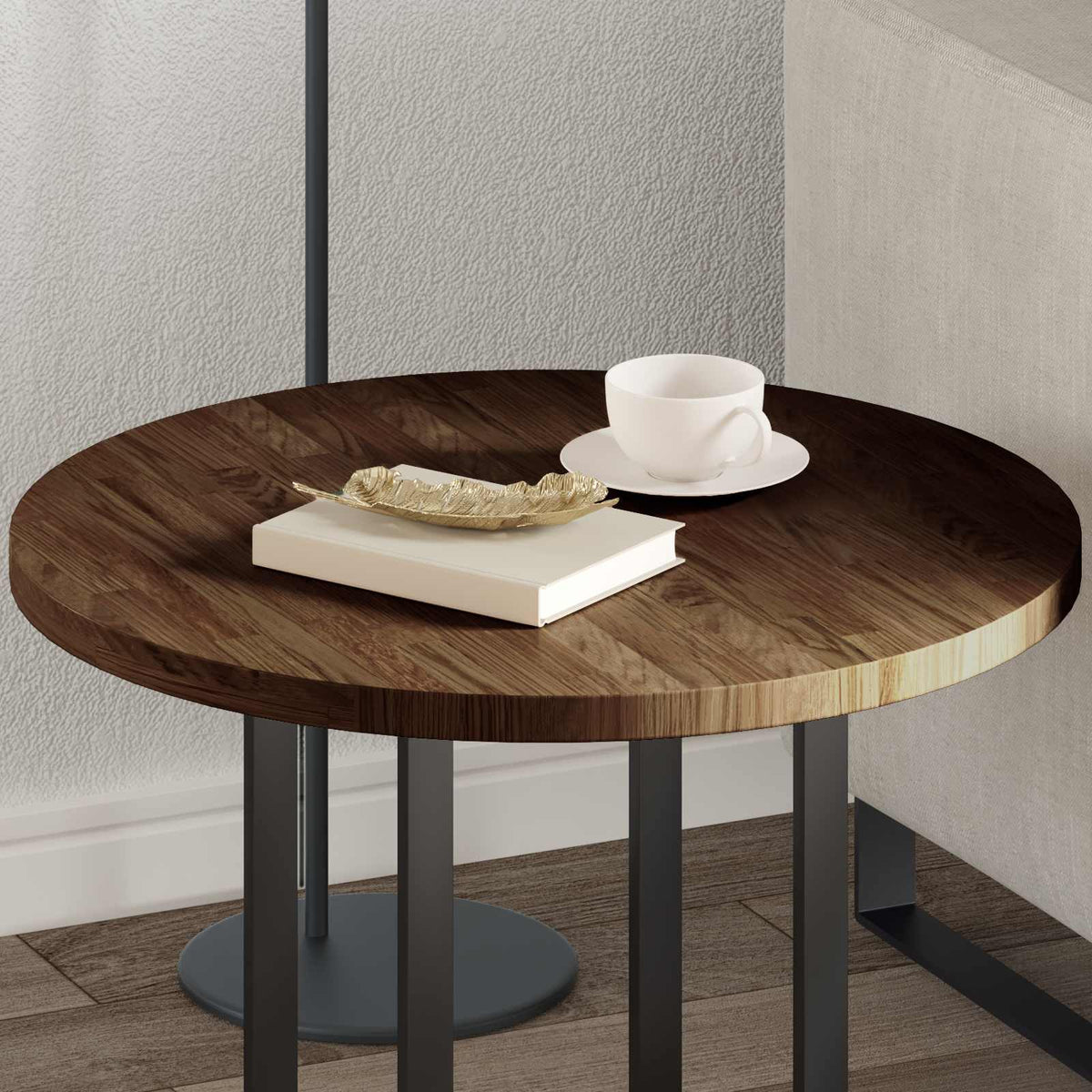 vidaXL Table Top Ø 60 x 2.5 cm Round Solid Oak Wood Dark Brown 4