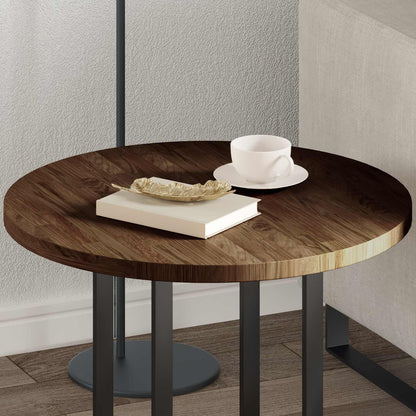 vidaXL Table Top Ø 60 x 2.5 cm Round Solid Oak Wood Dark Brown 4