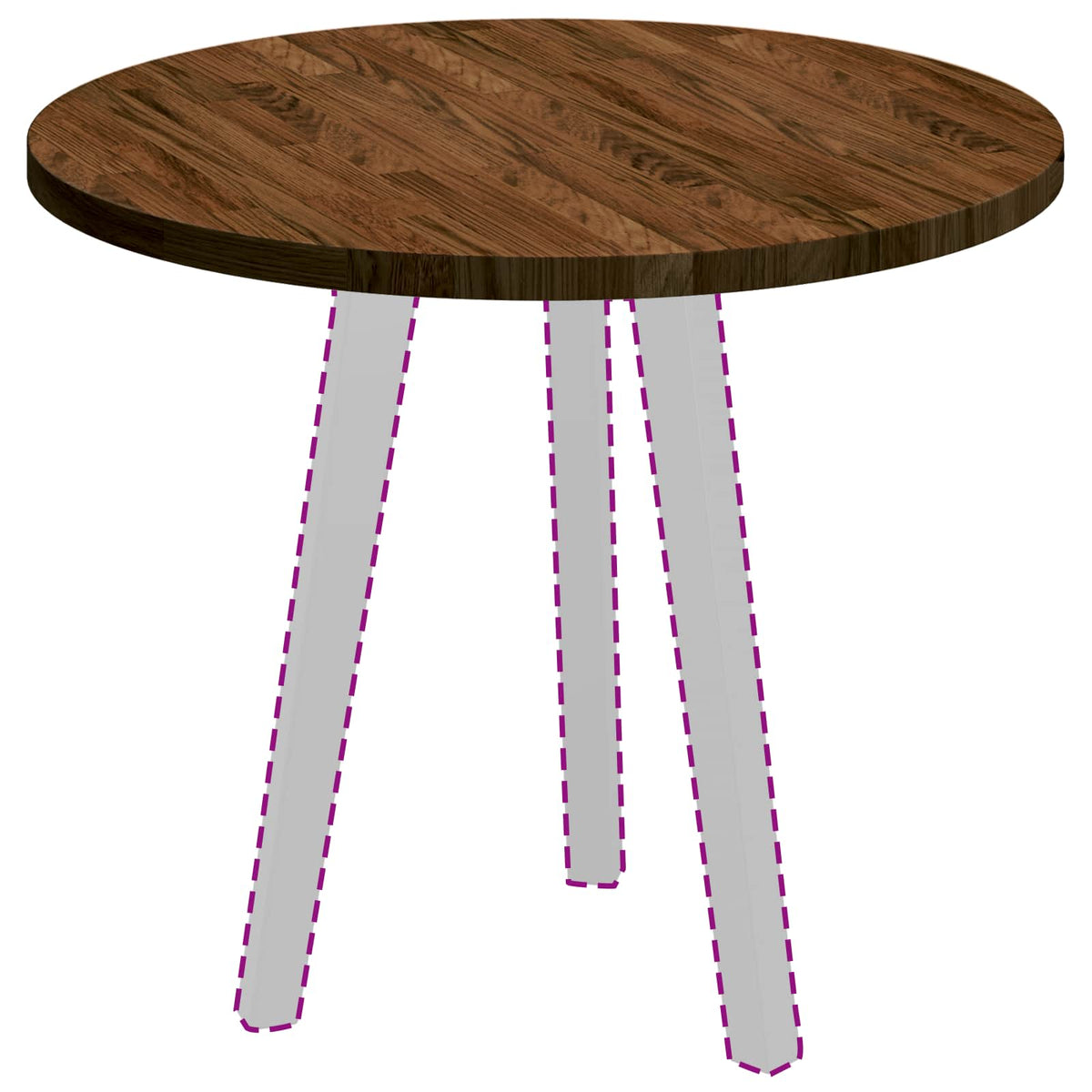 vidaXL Table Top Ø 60 x 2.5 cm Round Solid Oak Wood Dark Brown 3