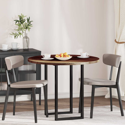 vidaXL Table Top Round Solid Oak Wood Dark Brown