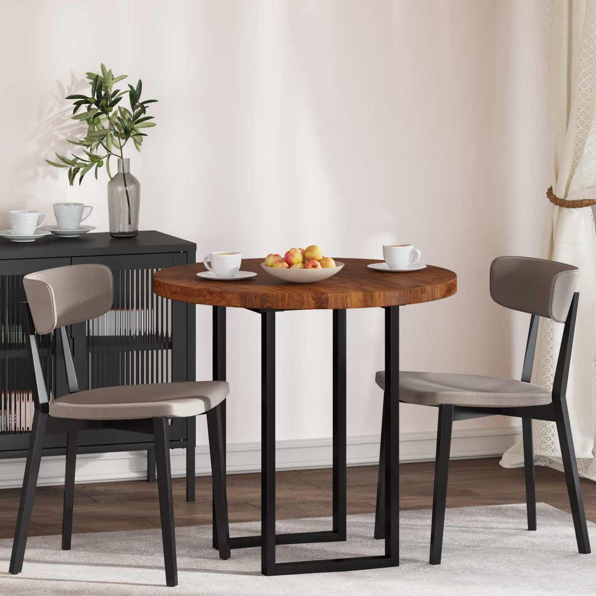 vidaXL Table Top Round Solid Oak Wood Light Brown